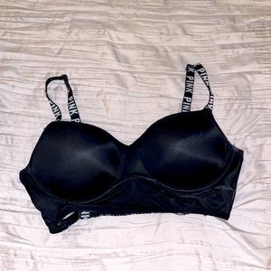 Victoria Secrets PINK black caged logo sports bra